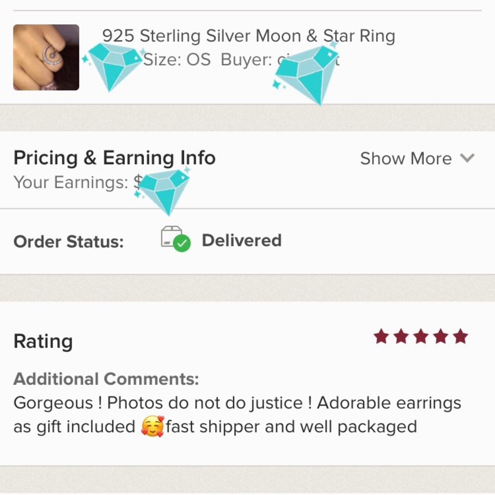 925 Sterling Silver Moon & Star Ring - Picture 8 of 10